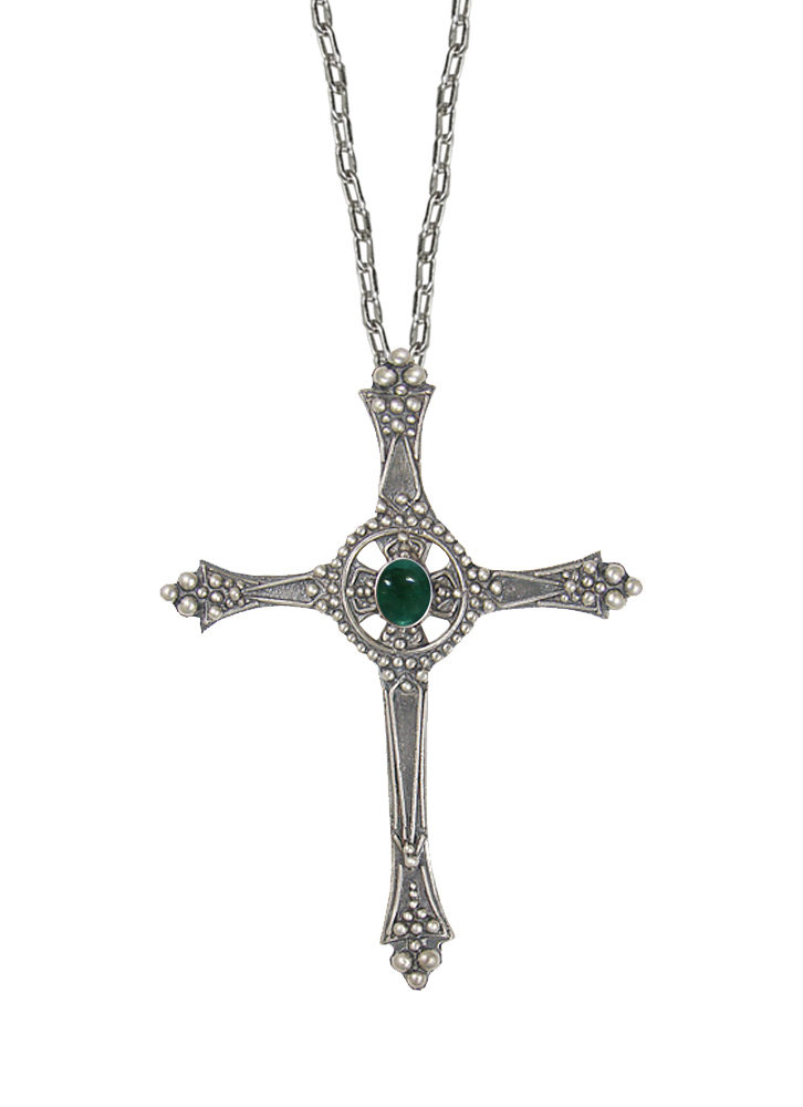 Sterling Silver Baroque Cross Pendant With Fluorite